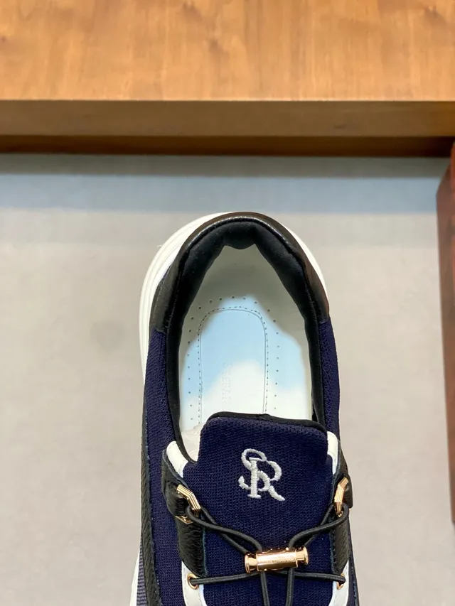 Navy Black Laceless Slip-On Sculpted White Midsole Chunky Sneakers 6