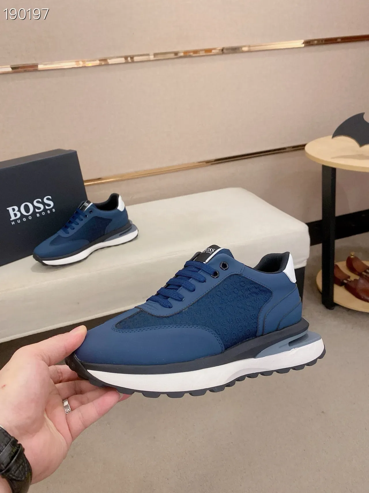 Navy Blue Embossed Panel Lifestyle Sneakers 5