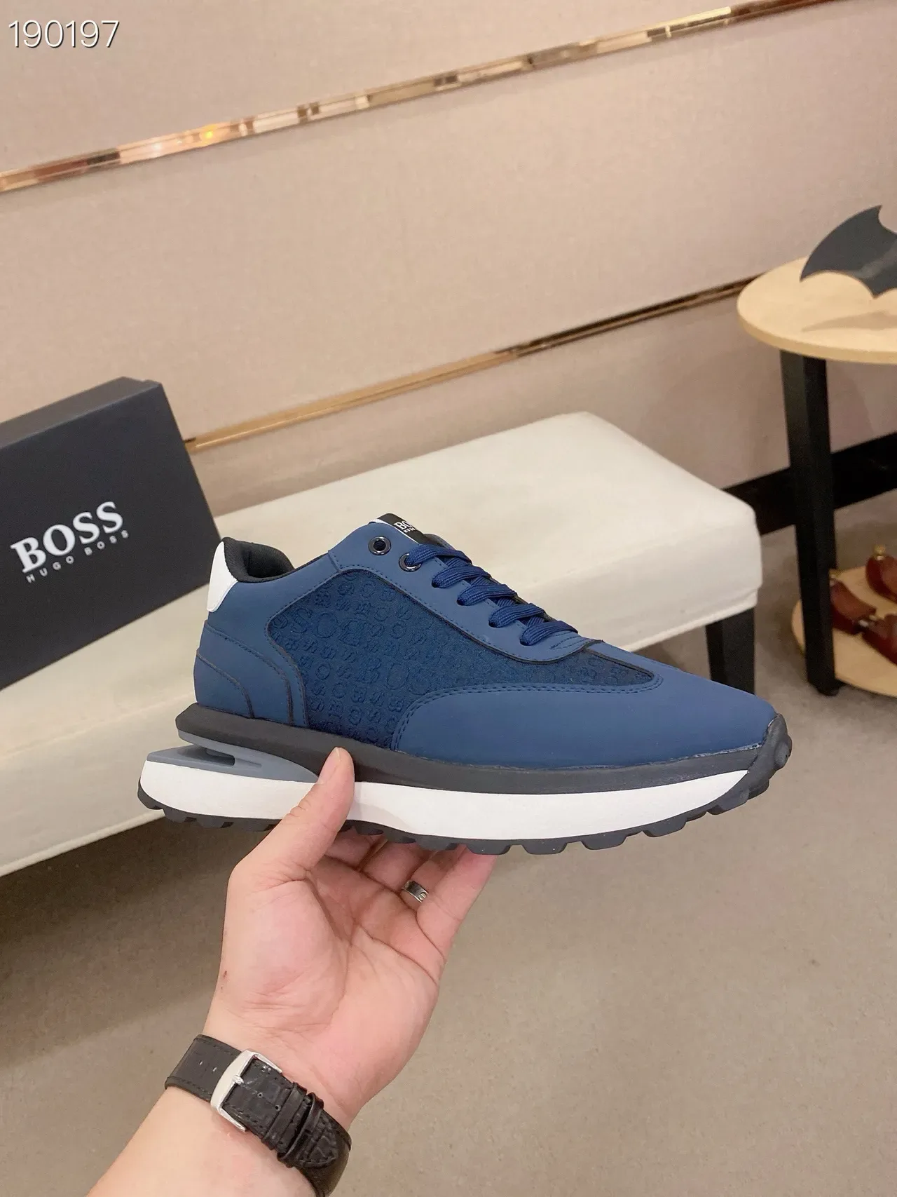 Navy Blue Embossed Panel Lifestyle Sneakers 6
