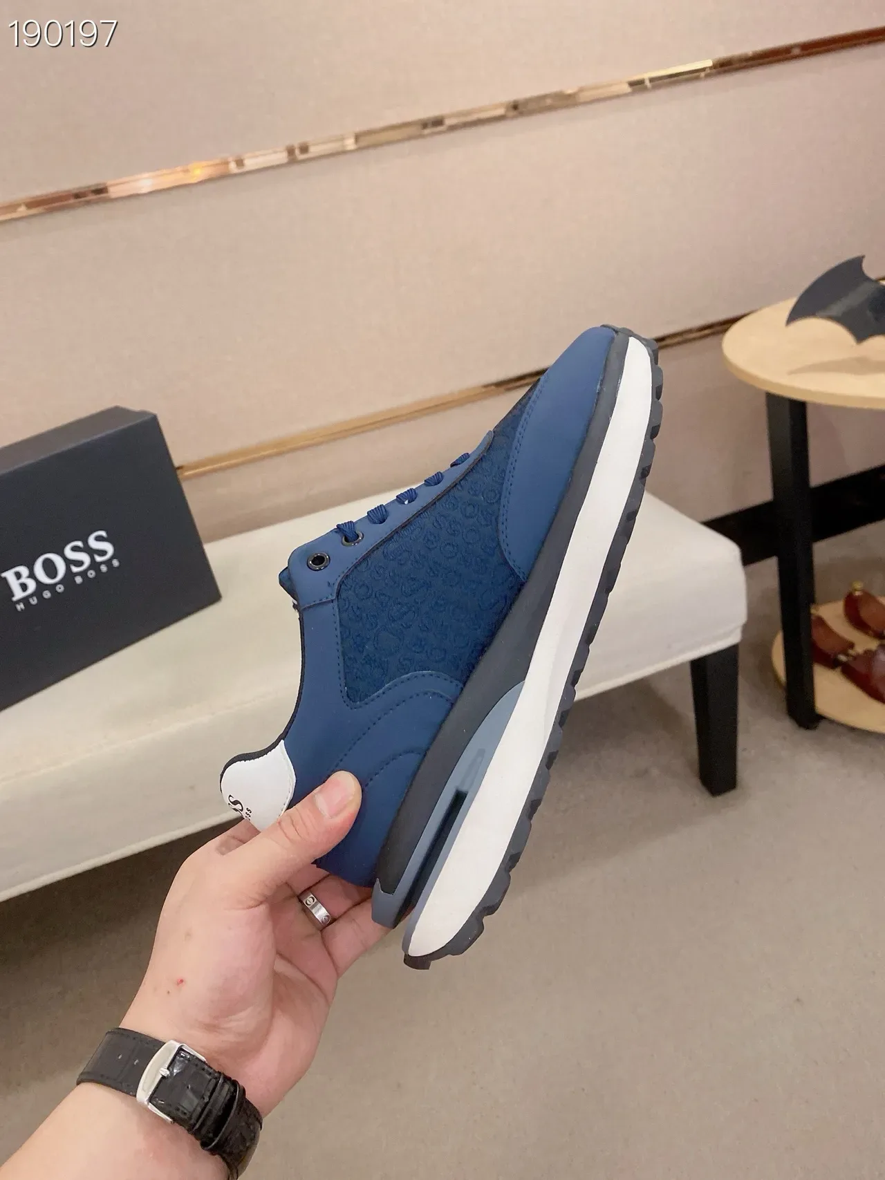 Navy Blue Embossed Panel Lifestyle Sneakers 7