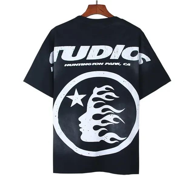 Navy Oversized Graphic Flame Print T-Shirt 6