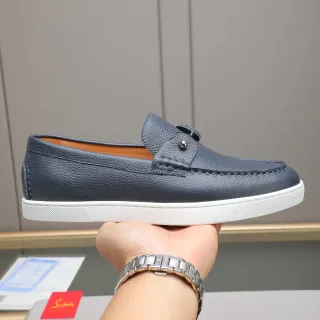 海军蓝白磨砂皮 Moc-Toe 缝线 乐福鞋