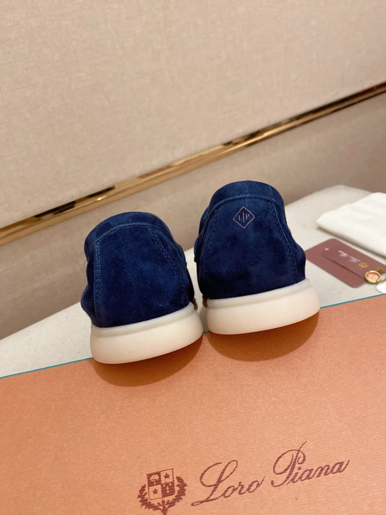 Navy White Suede Slip-On Loafer 3