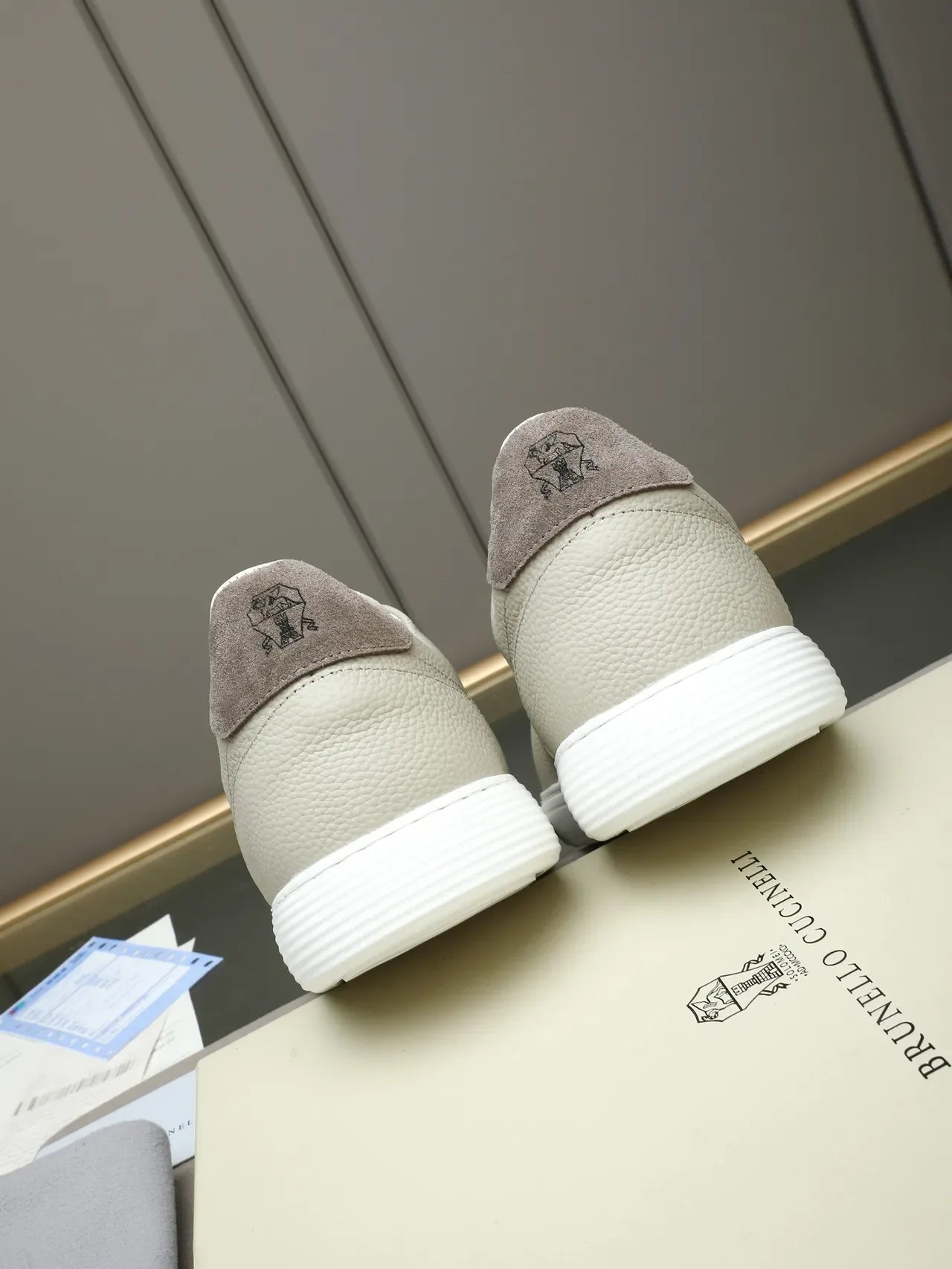 Nello Cucinelli Off-White Pebbled Leather Lifestyle Sneaker 3