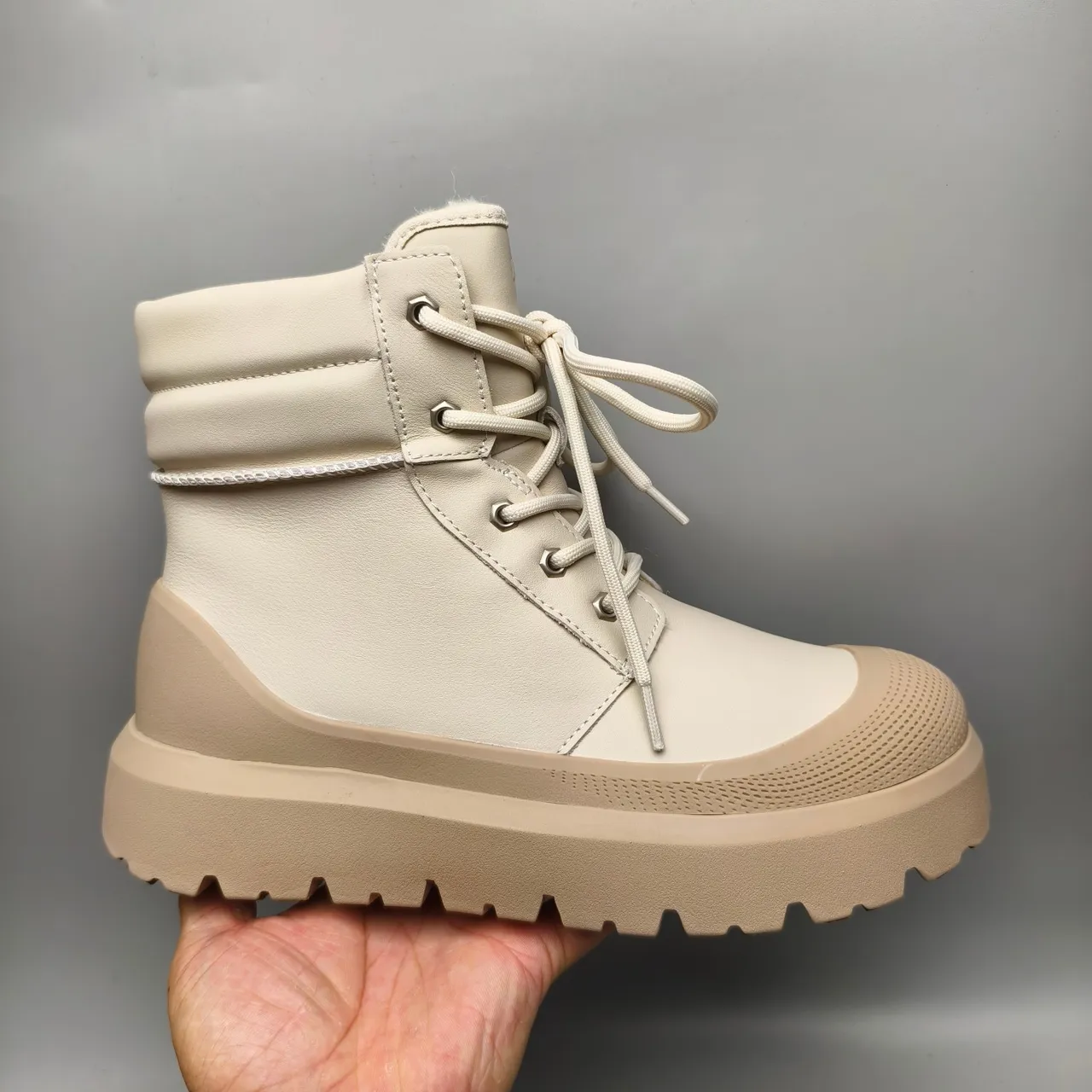 Off-White Beige Chunky Lug Sole Ankle Boot 2