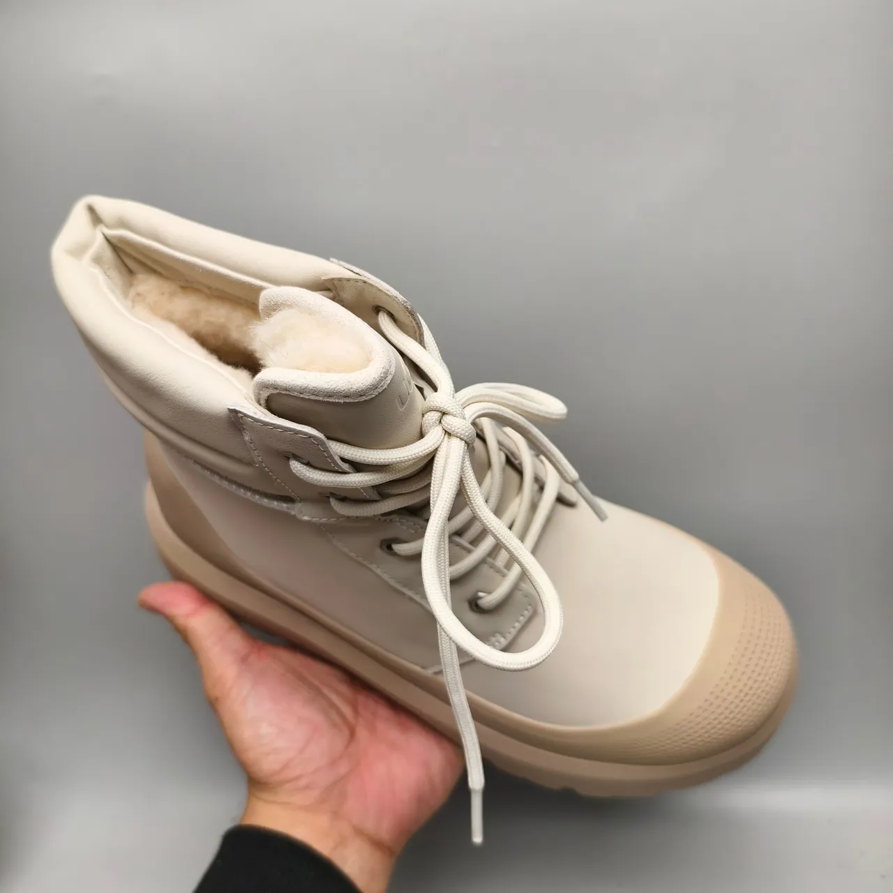 Off-White Beige Chunky Lug Sole Ankle Boot 3
