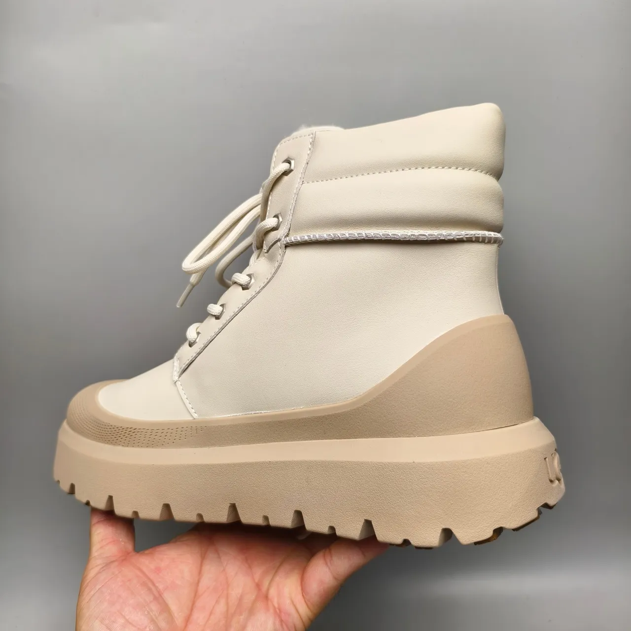 Off-White Beige Chunky Lug Sole Ankle Boot 4