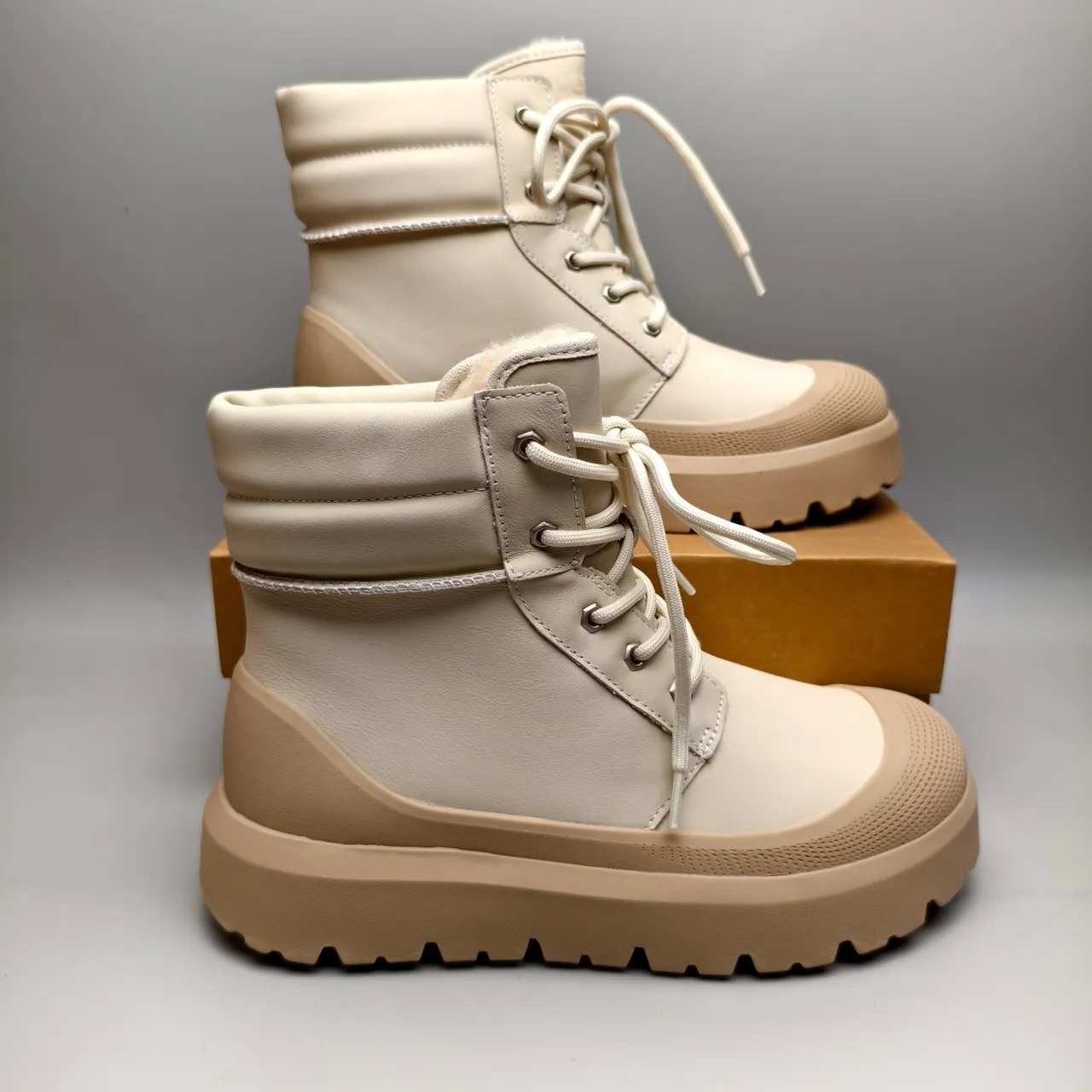 Off-White Beige Chunky Lug Sole Ankle Boot 5
