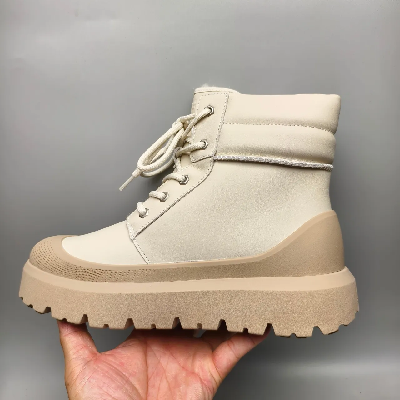 Off-White Beige Chunky Lug Sole Ankle Boot 7