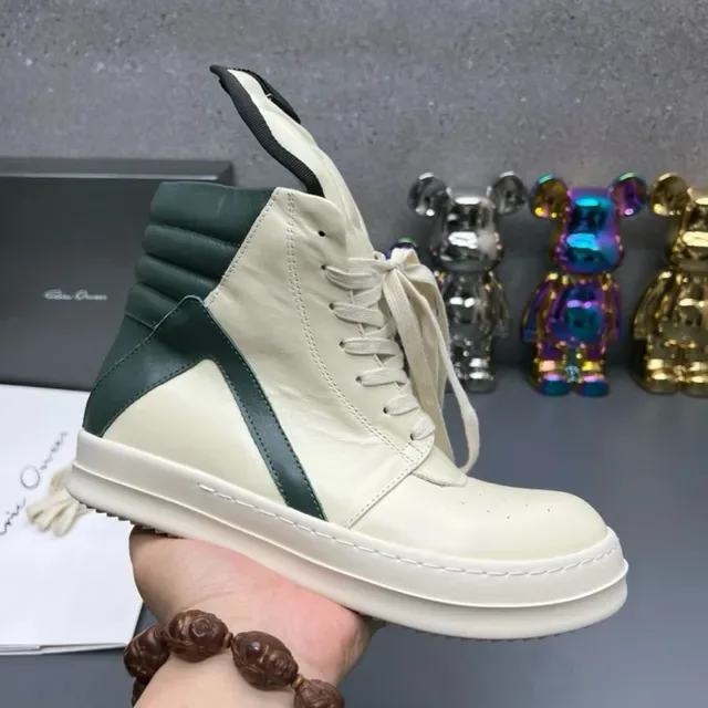 Off-White Cream and Green High-Top Zippered Sneakers 5