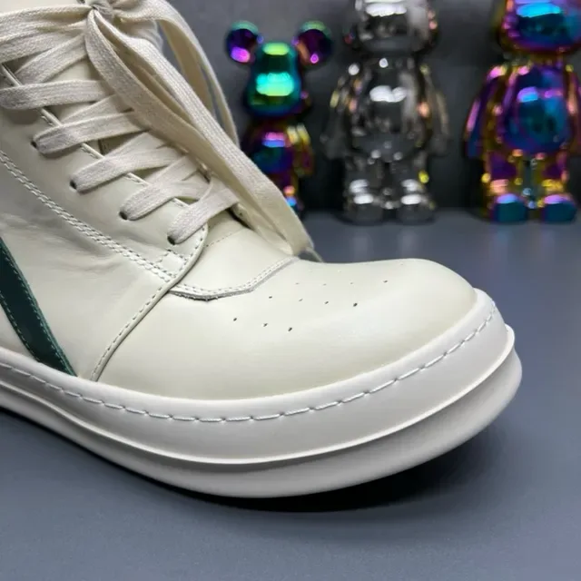 Off-White Cream and Green High-Top Zippered Sneakers 6