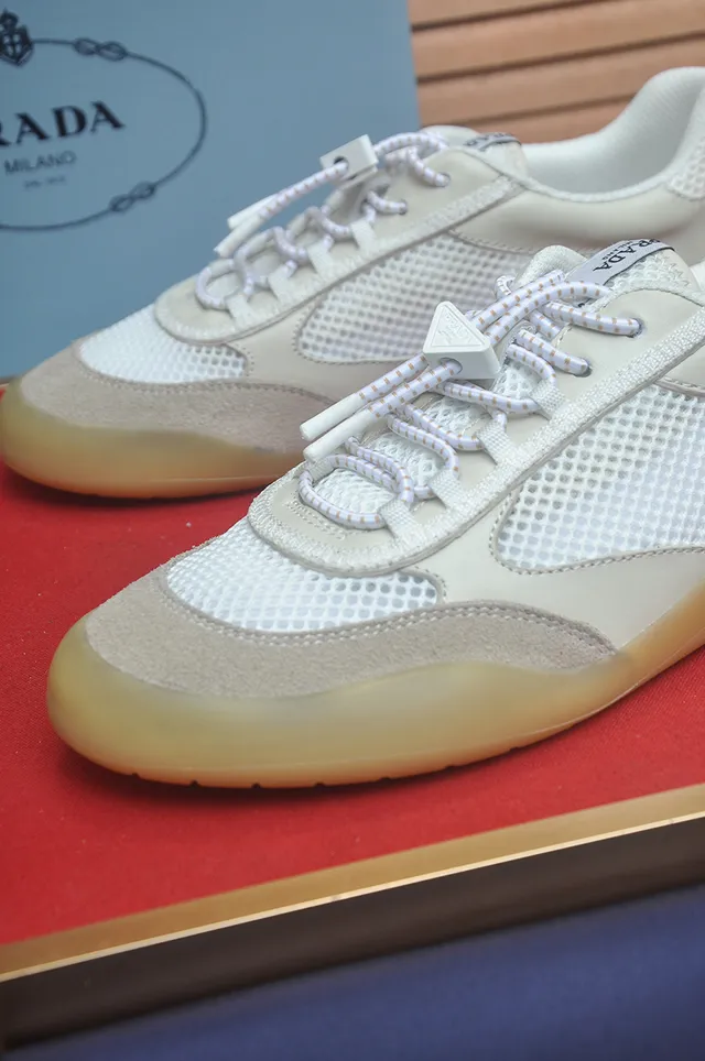 Off-White Cream Mesh and Leather Gum Sole Lifestyle Sneaker 2