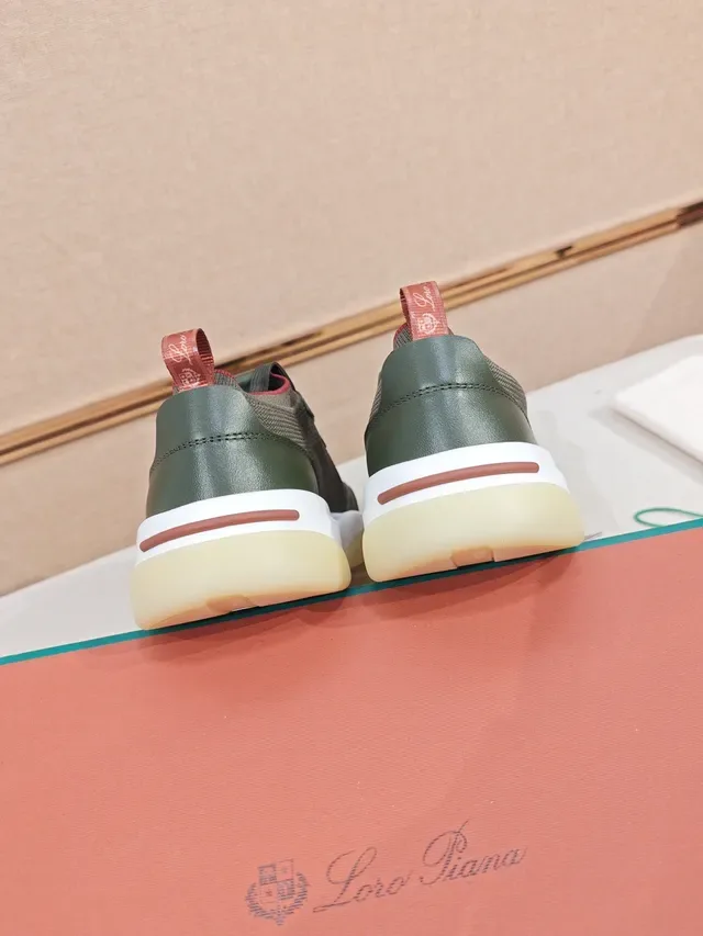 Olive and Red Mixed-Material Sculpted Midsole Lifestyle Sneaker 3