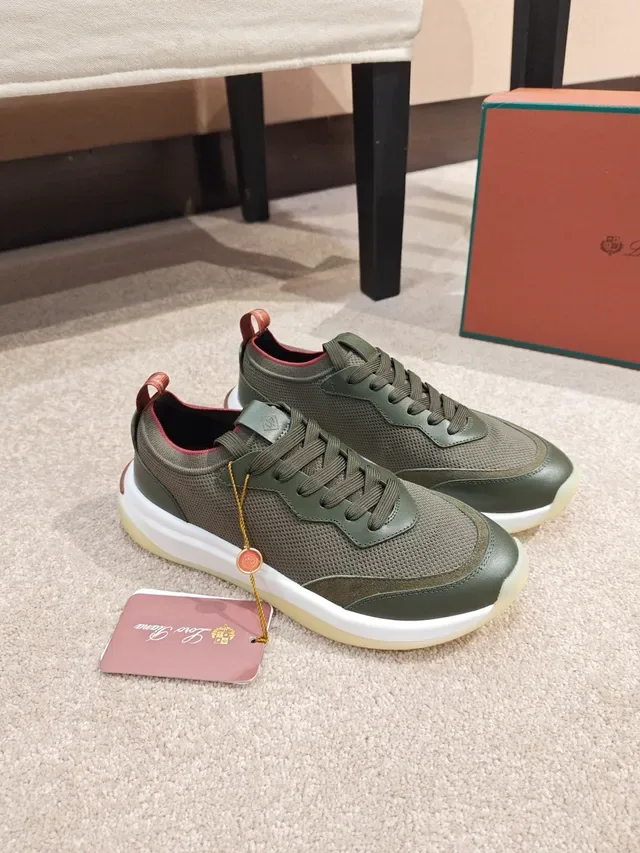 Olive and Red Mixed-Material Sculpted Midsole Lifestyle Sneaker 4