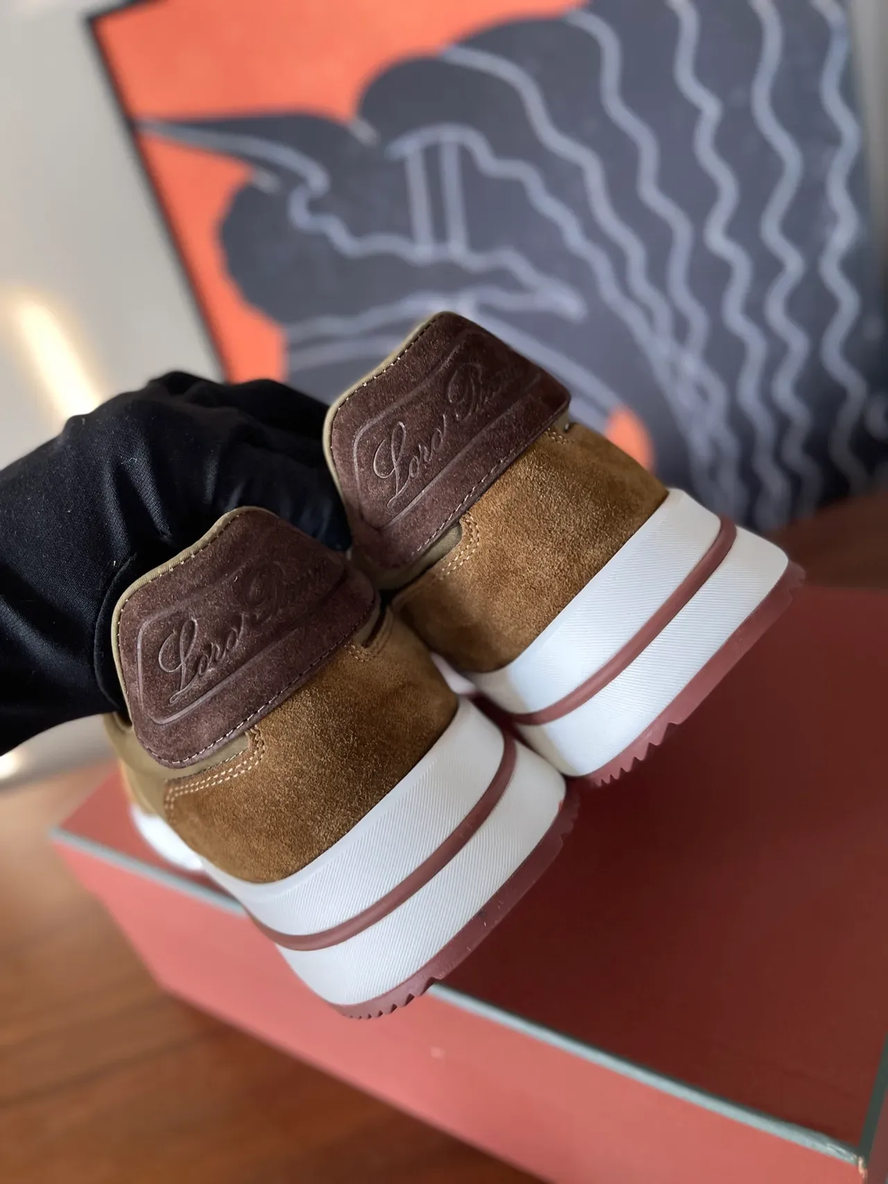 Olive and Tan Suede-Textile Lifestyle Sneakers 2