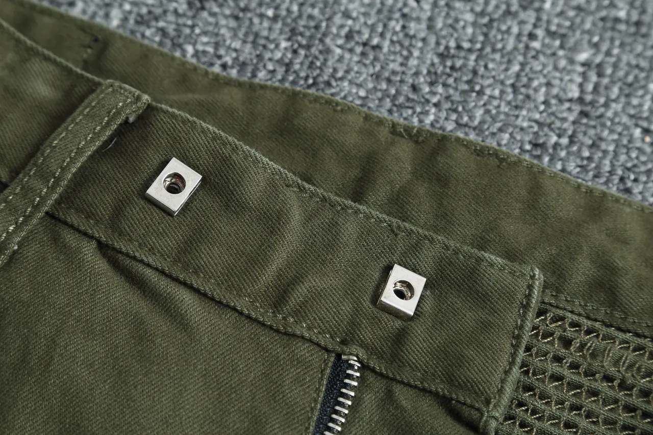 Olive Green Cargo-Style Zippered Pocket Shorts 5