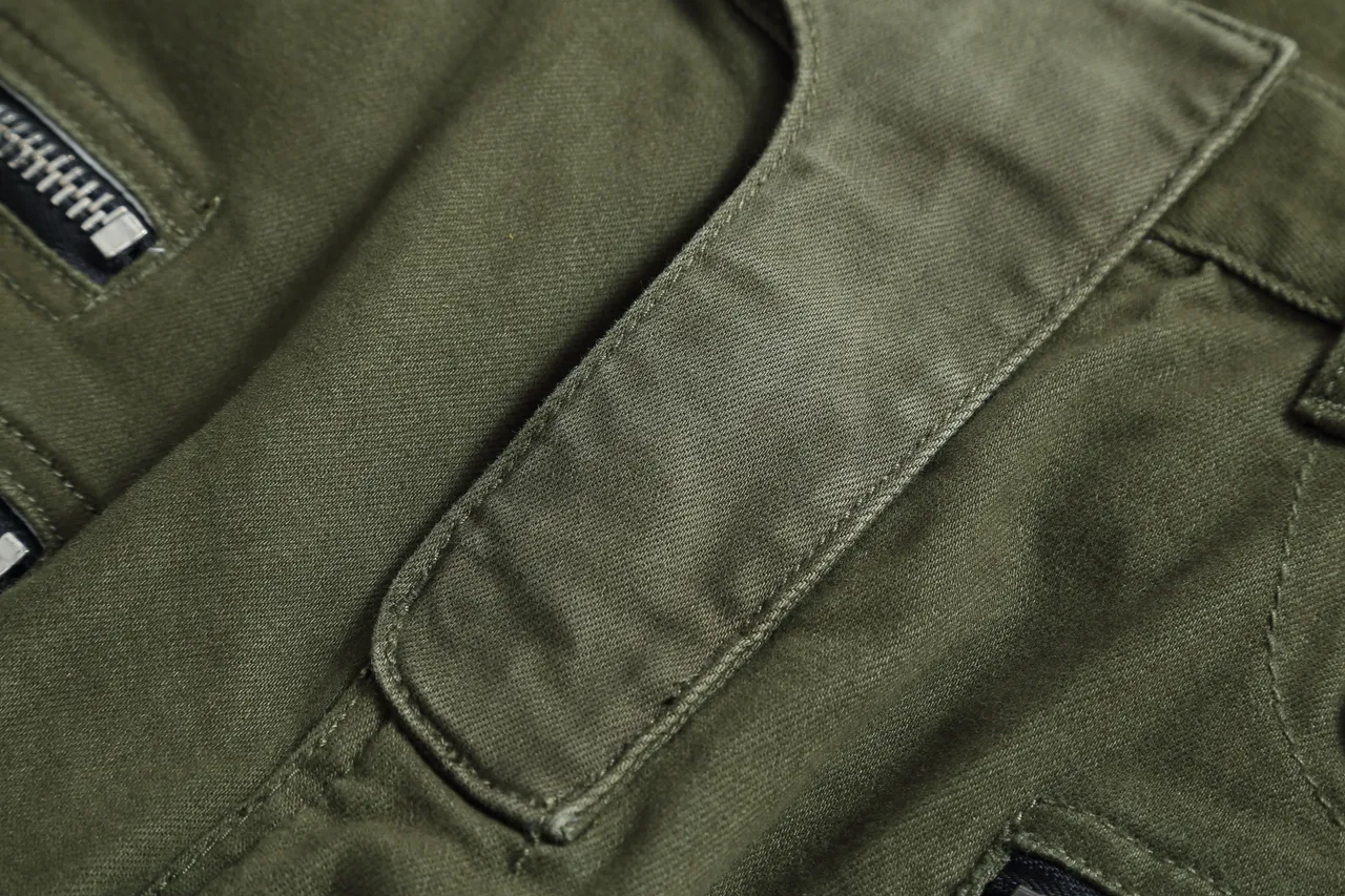 Olive Green Cargo-Style Zippered Pocket Shorts 8