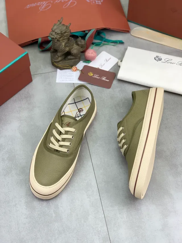 Olive Green Pebbled Upper Cream Cupsole Lace-Up Sneaker 5