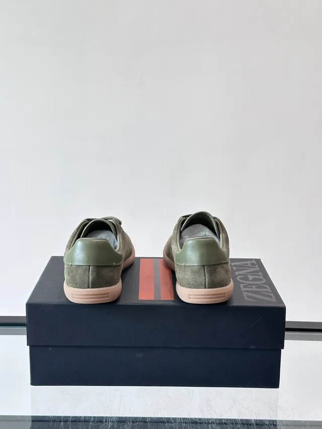 Olive Green Suede Low-Top Lace-Up Sneaker 3