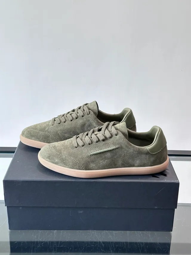 Olive Green Suede Low-Top Lace-Up Sneaker 5