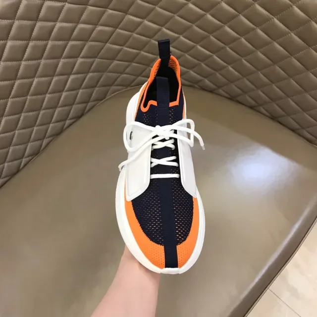 Orange Navy White Color-Blocked Mesh and Synthetic Low-Top Lifestyle Sneakers 4