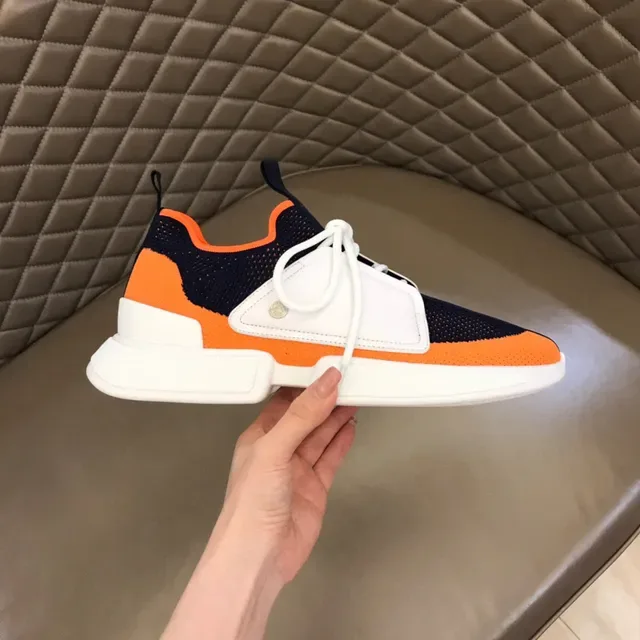 Orange Navy White Color-Blocked Mesh and Synthetic Low-Top Lifestyle Sneakers 5