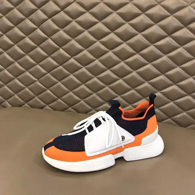 Orange Navy White Color-Blocked Mesh and Synthetic Low-Top Lifestyle Sneakers 6