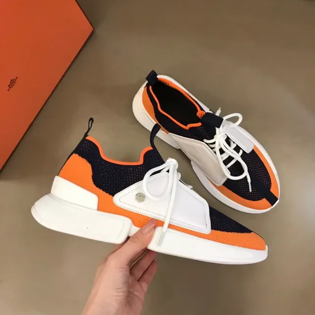 Orange Navy White Color-Blocked Mesh and Synthetic Low-Top Lifestyle Sneakers 7