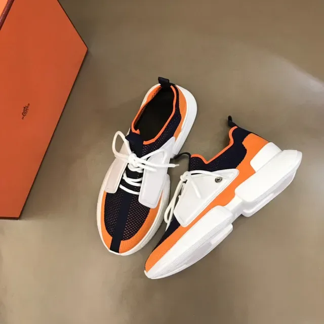 Orange Navy White Color-Blocked Mesh and Synthetic Low-Top Lifestyle Sneakers 8