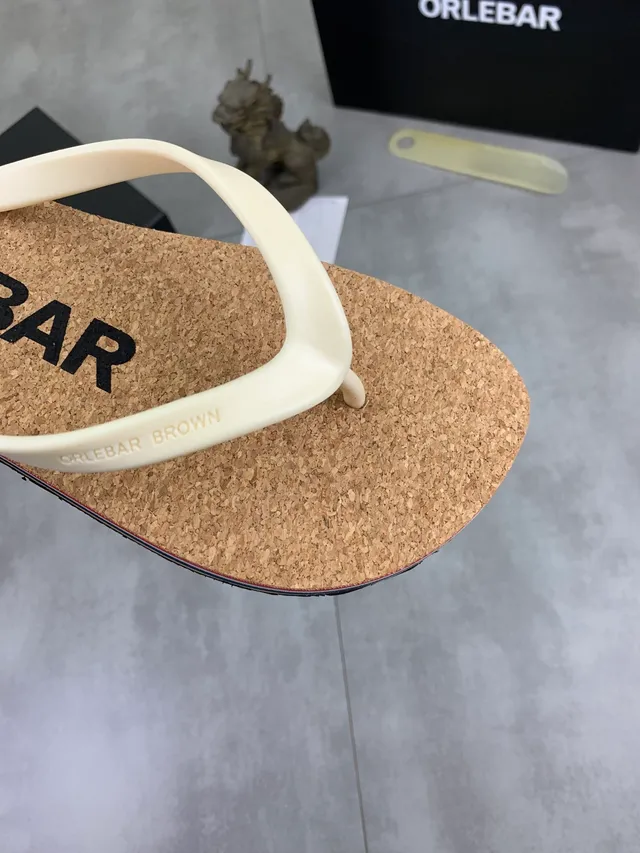 ORLEBAR Cork Sole Flip-Flop Slippers 4