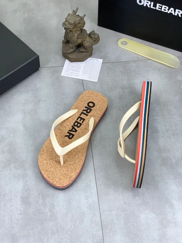 ORLEBAR Cork Sole Flip-Flop Slippers 10