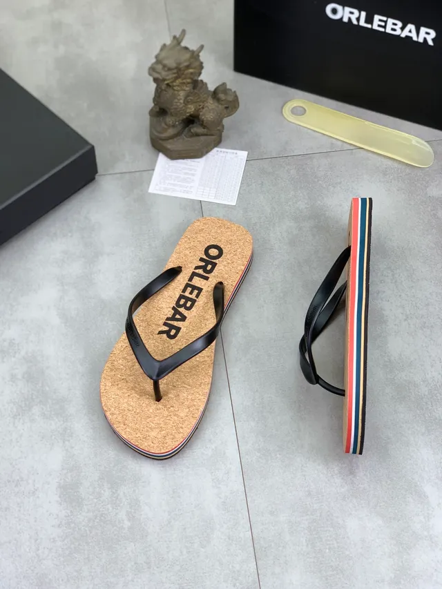 ORLEBAR Cork Sole Flip-Flop Slippers 11