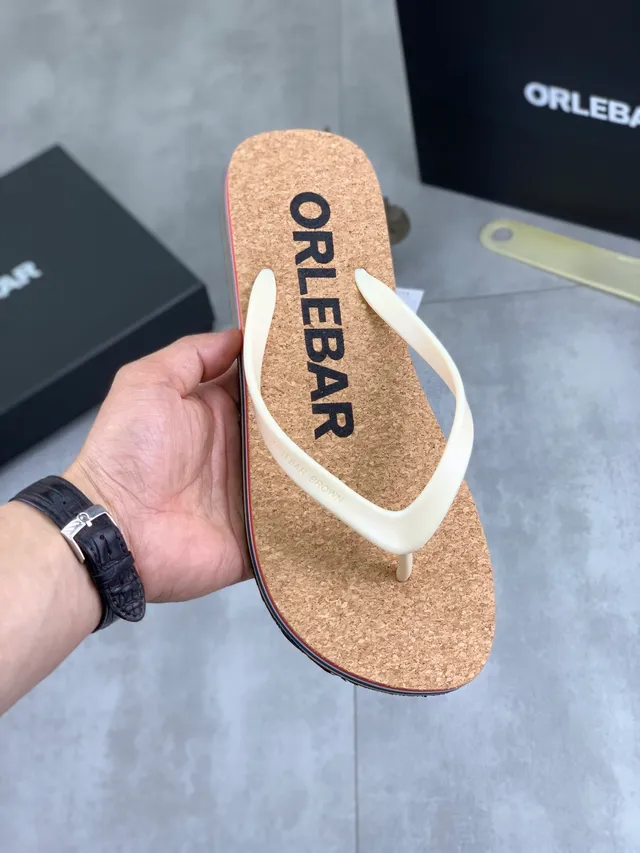 ORLEBAR Cork Sole Flip-Flop Slippers 13