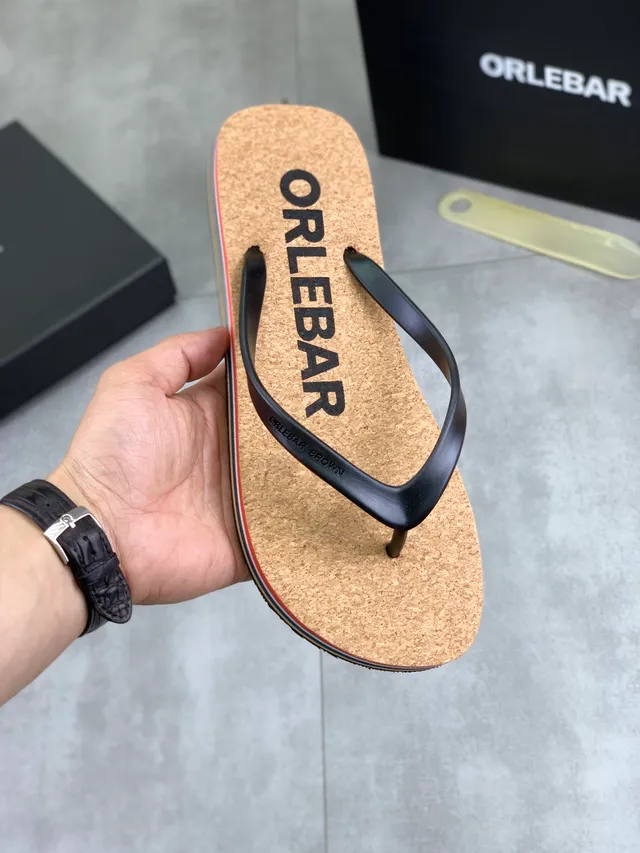 ORLEBAR Cork Sole Flip-Flop Slippers 14