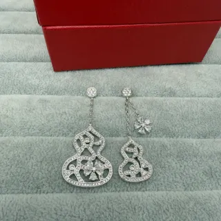 Ornate Filigree Pavé Gourd-Shaped Drop Earrings