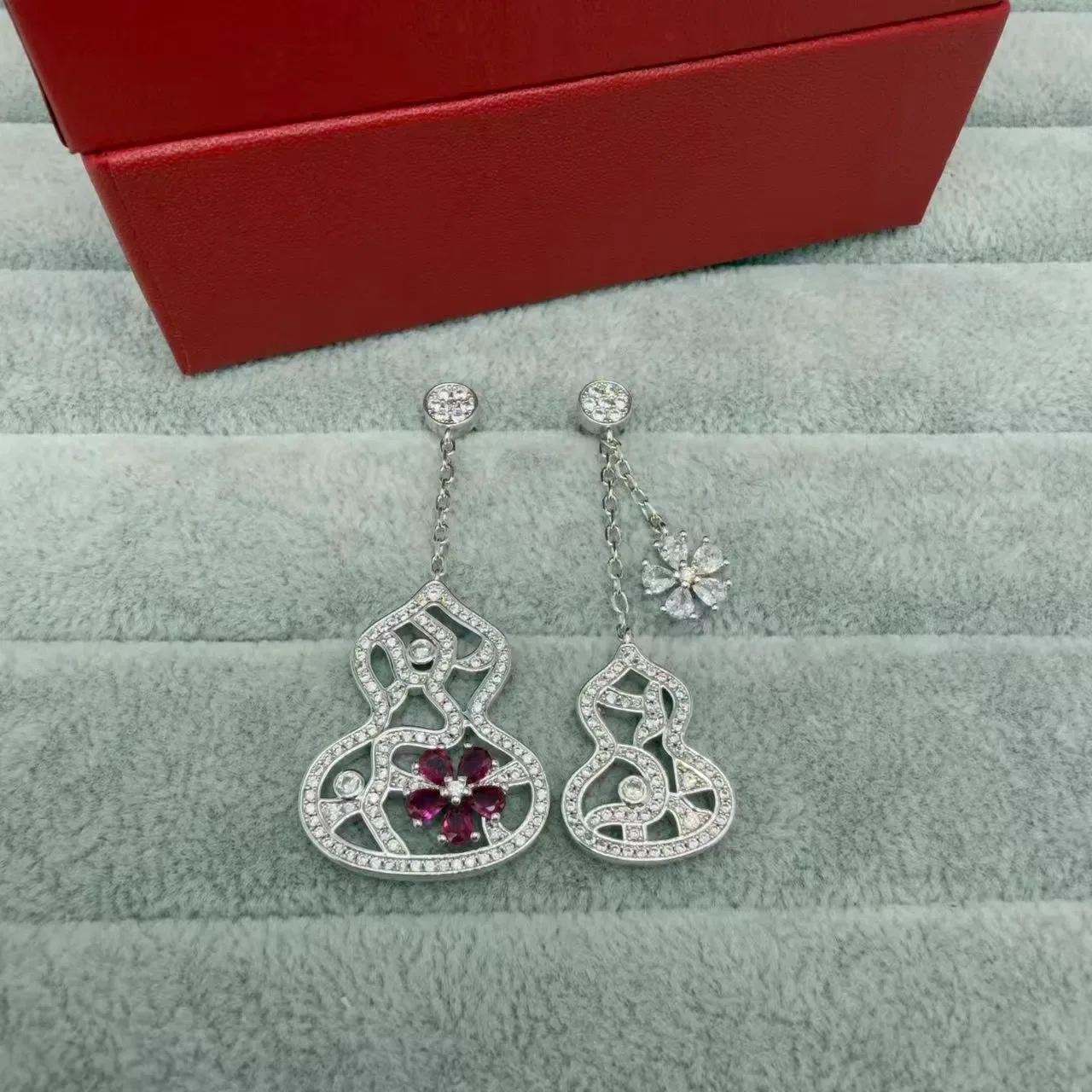 Ornate Filigree Pavé Gourd-Shaped Drop Earrings 4
