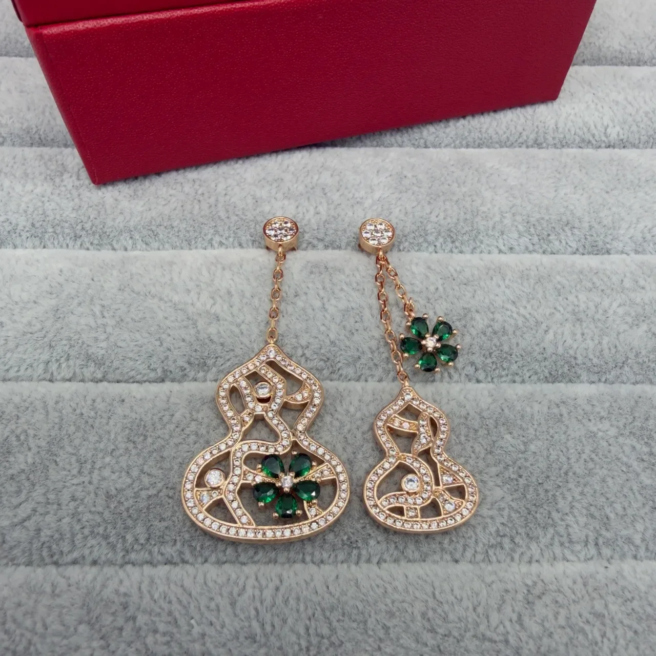 Ornate Filigree Pavé Gourd-Shaped Drop Earrings 6
