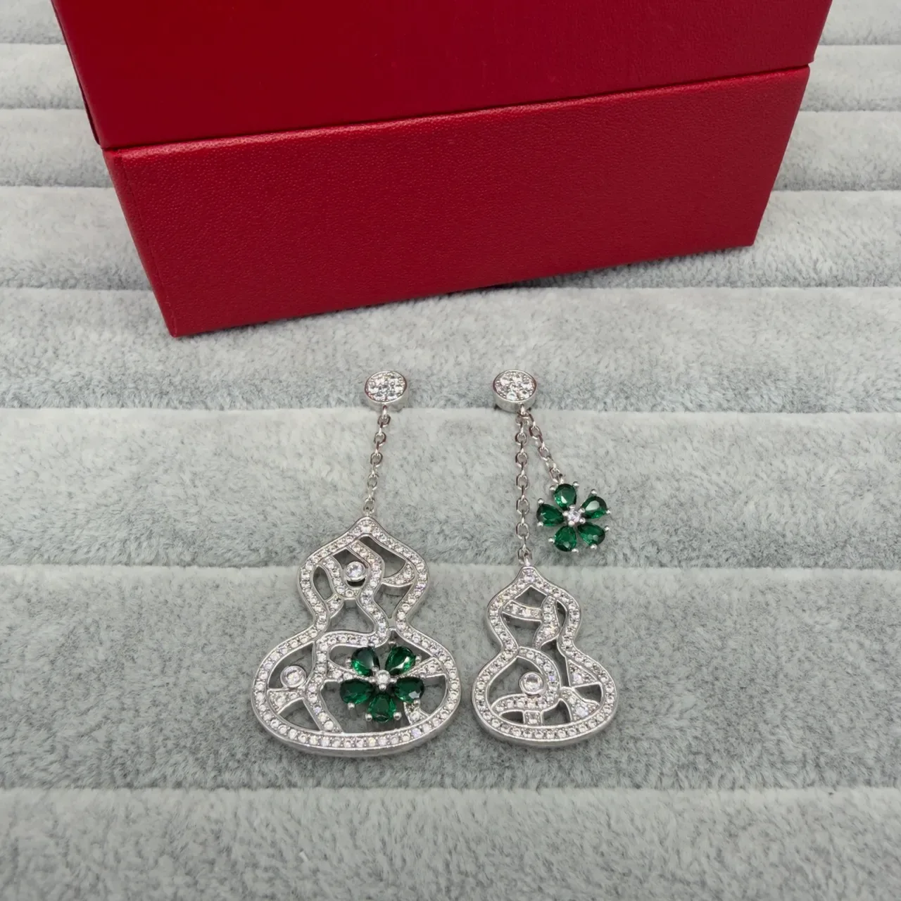 Ornate Filigree Pavé Gourd-Shaped Drop Earrings 7