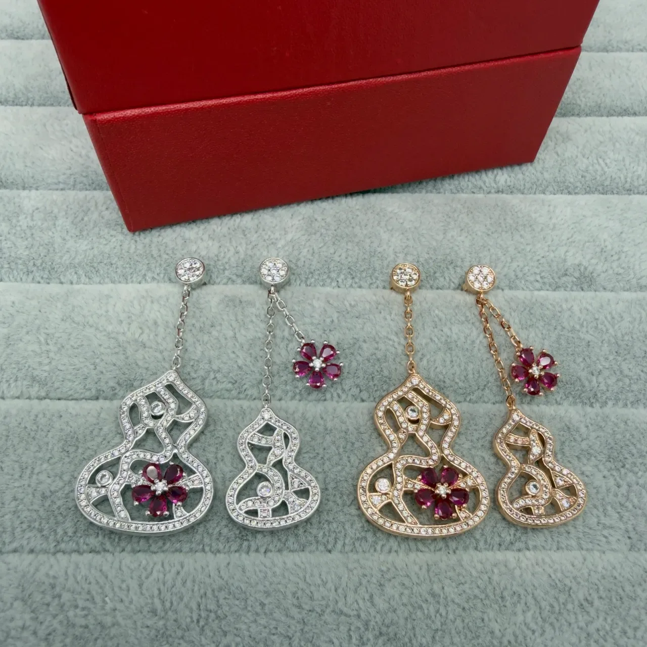 Ornate Filigree Pavé Gourd-Shaped Drop Earrings 8
