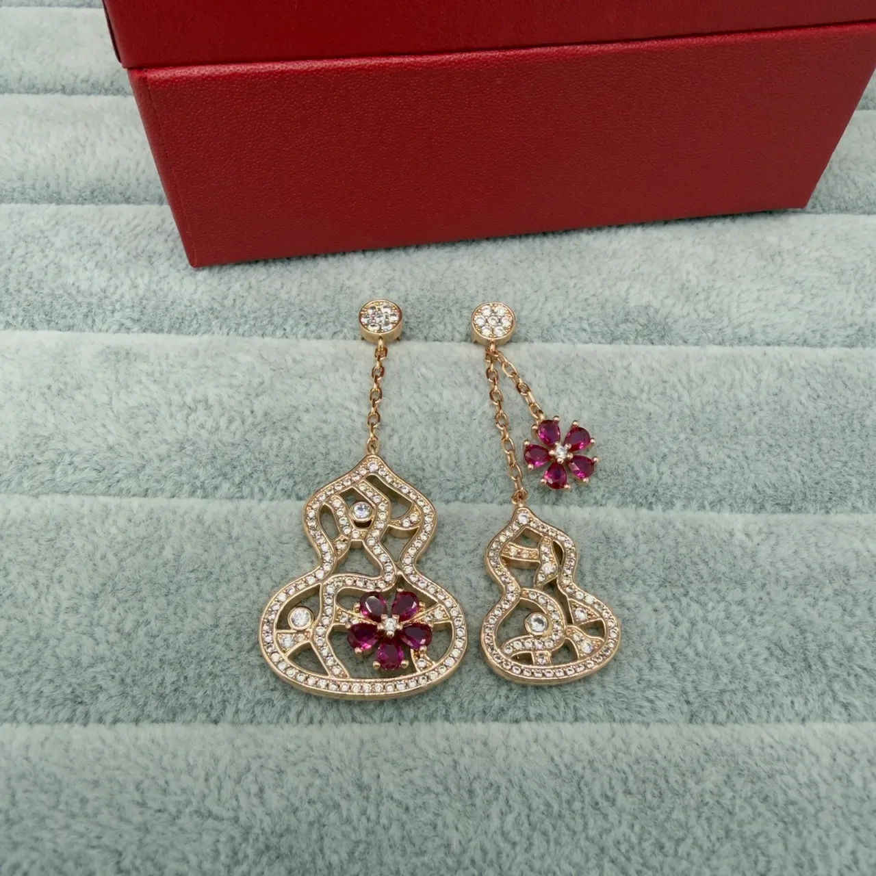 Ornate Filigree Pavé Gourd-Shaped Drop Earrings 9