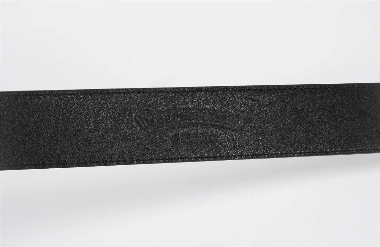 Ornate Lion-Head Buckle Black Pebbled Leather Belt 7