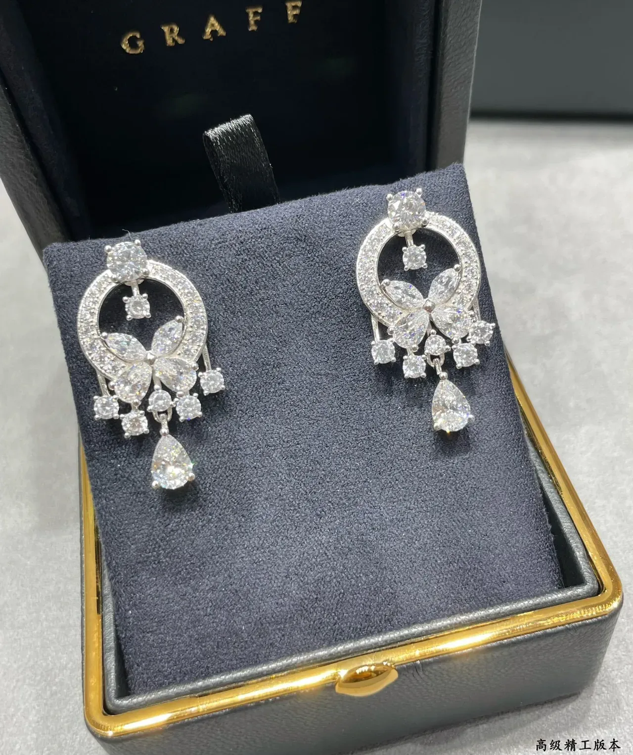 Ornate Pavé Floral Teardrop Dangling Earrings 4