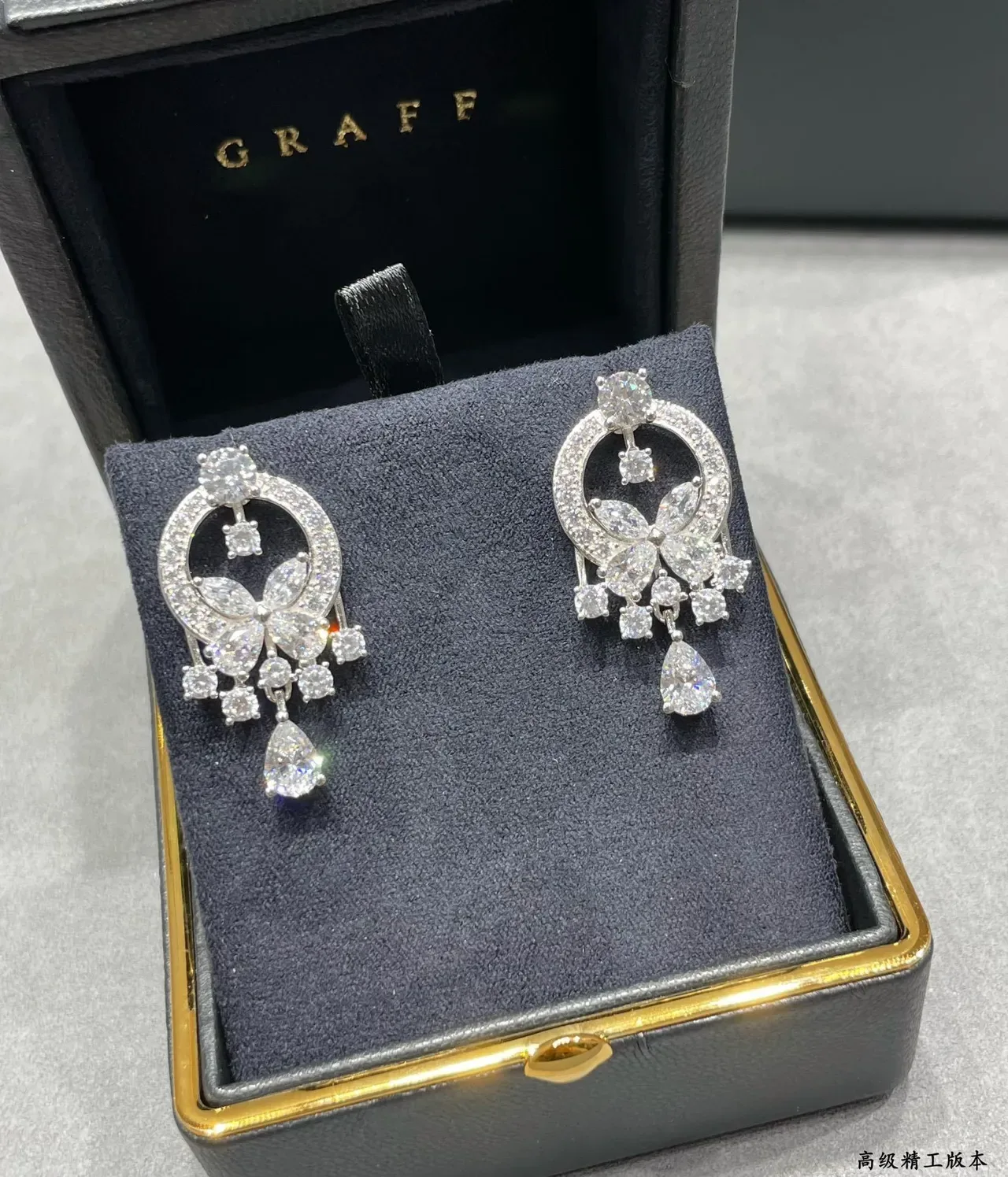 Ornate Pavé Floral Teardrop Dangling Earrings 8