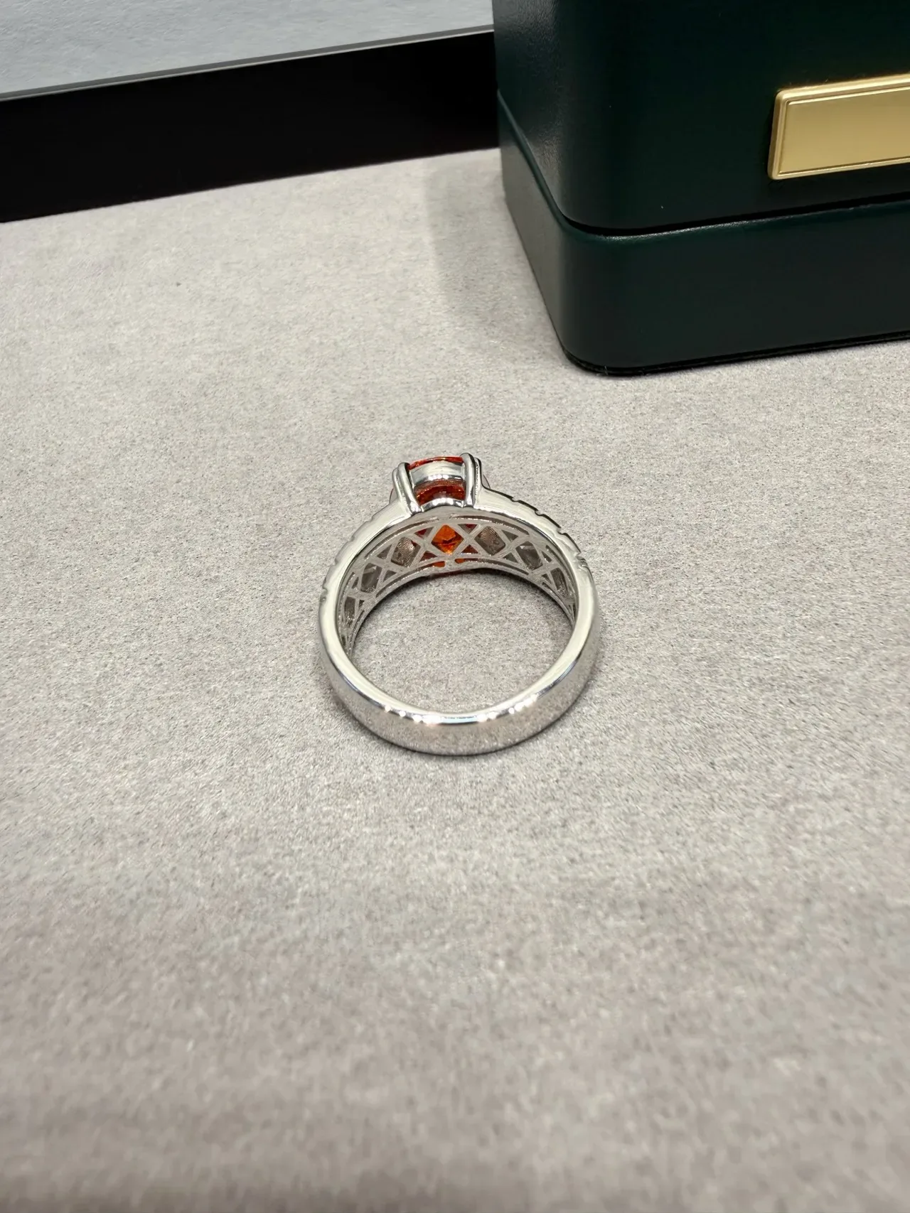 Oval Orange Gemstone Pavé Diamond Accent Ring 5