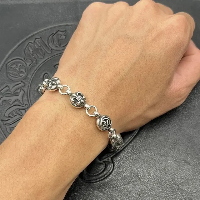 Oxidized Silver-Tone Charm-Link Figural Bead Bracelet 2