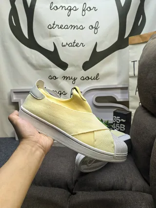 Pale Yellow and Gray Slip-On Lifestyle Sneakers 5