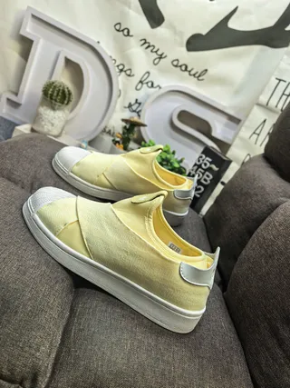 Pale Yellow and Gray Slip-On Lifestyle Sneakers 7