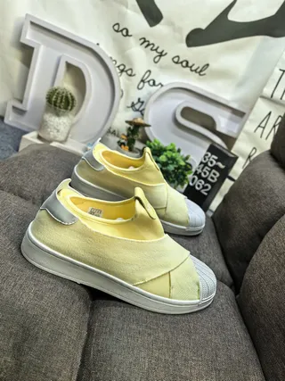Pale Yellow and Gray Slip-On Lifestyle Sneakers 9