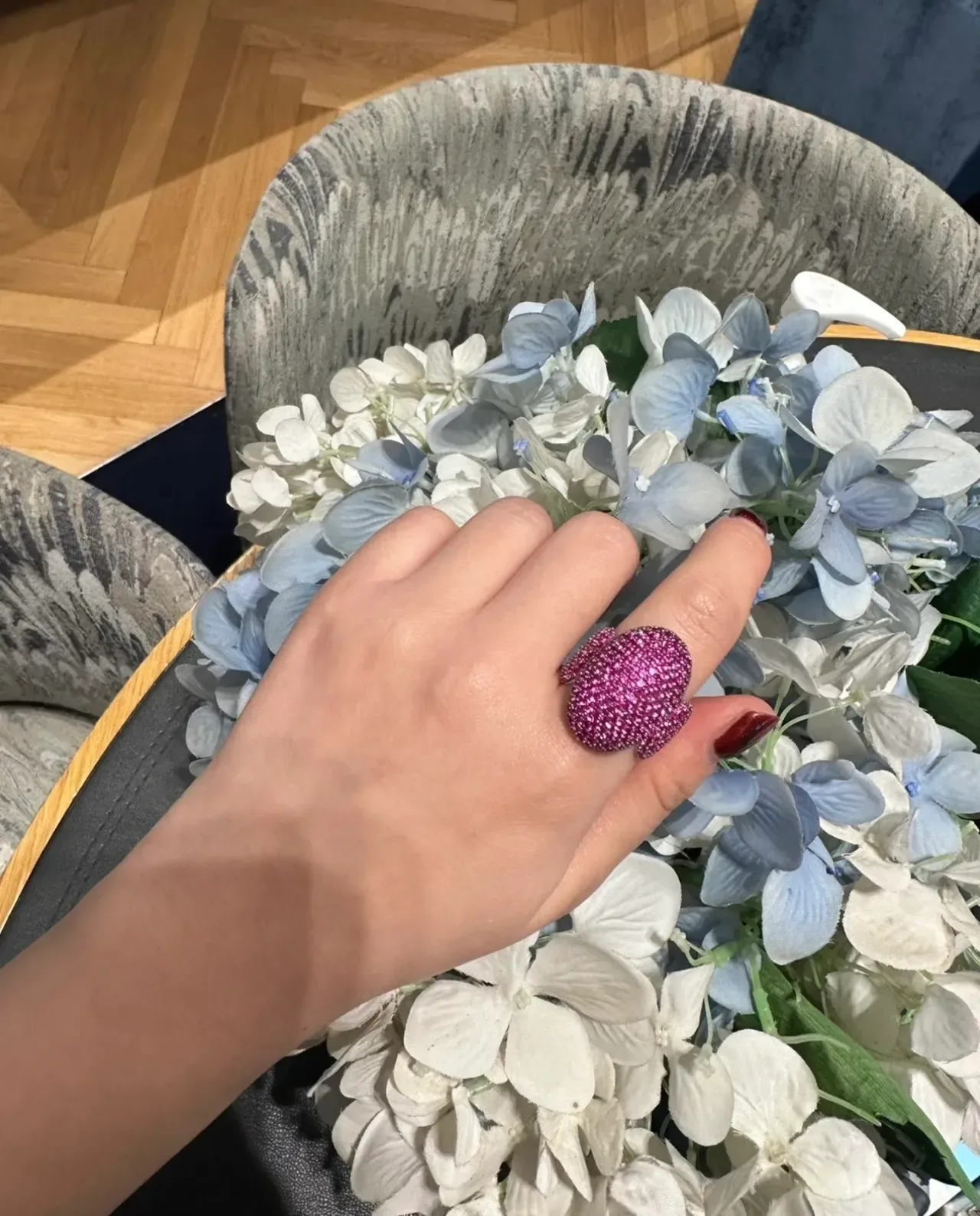 Pavé Pink Gemstone Dome Ring 4