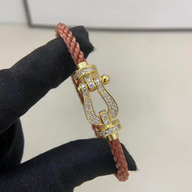 Pavé-Set Harp Clasp Braided Cord Bracelets 4